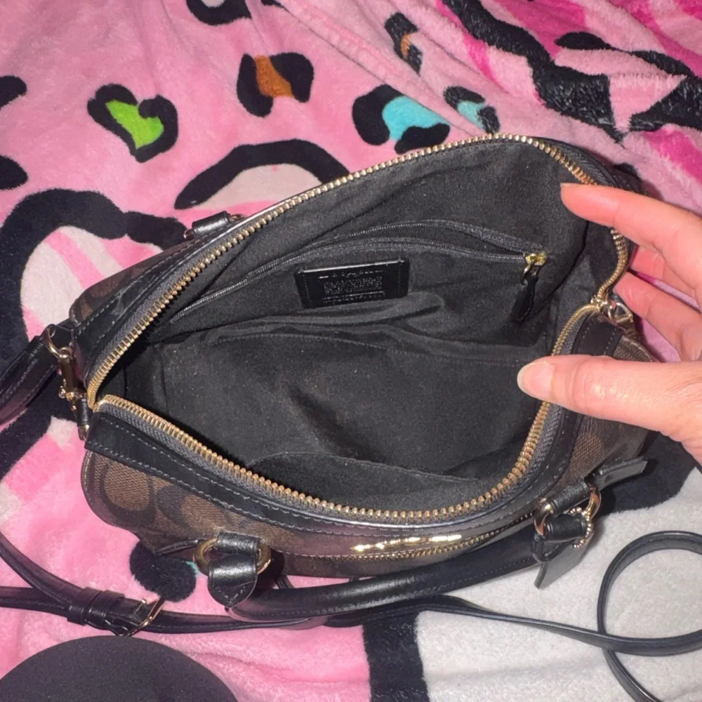 Coach Brown Rowan Signature Crossbody Satchel with Gold Hardware EUC - Picture 6 of 13